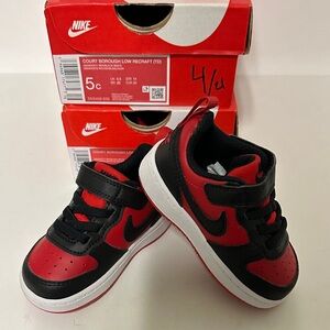 Brand New Nike Kids Court Borough Low Red and Black Sneakers F18